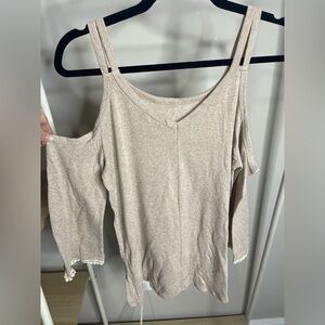Forever 21 Tan Cold Shoulder Top with 3/4 sleeves